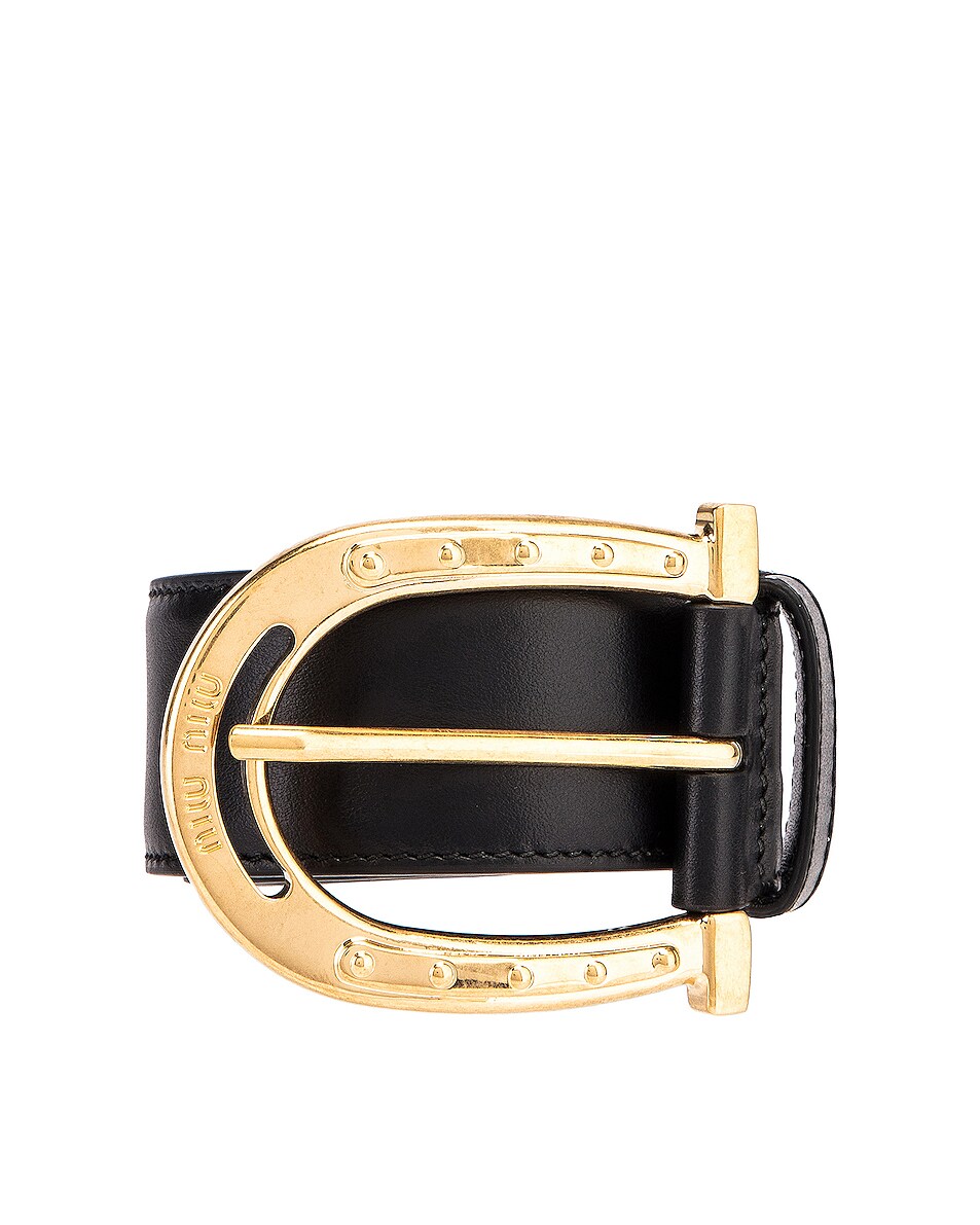 Image 1 of Miu Miu Leather Belt in Black