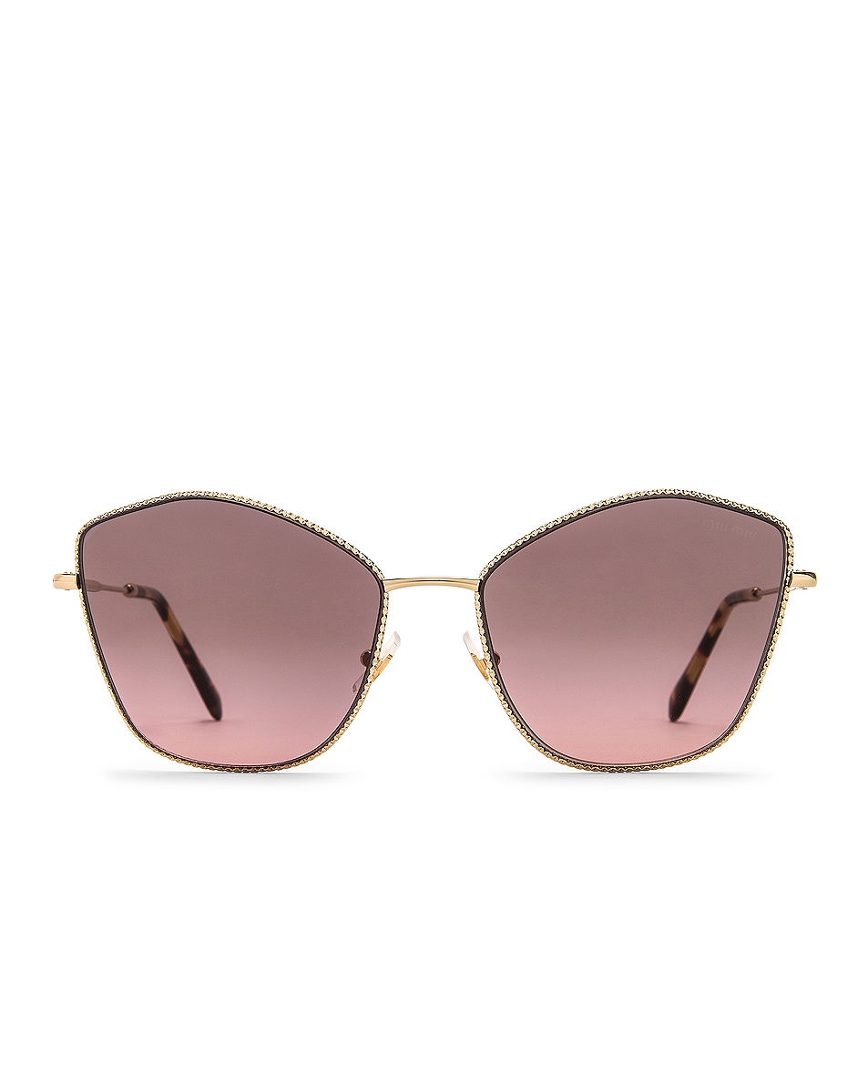 Image 1 of Miu Miu La Mondaine Oversized Sunglasses in Pale Gold & Pink Gradient Grey