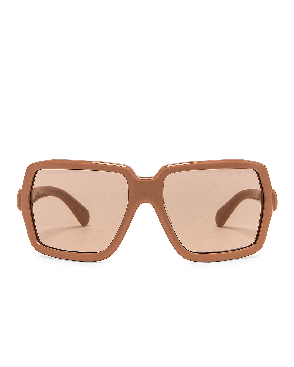 Image 1 of Miu Miu Shield Sunglasses in Light Brown