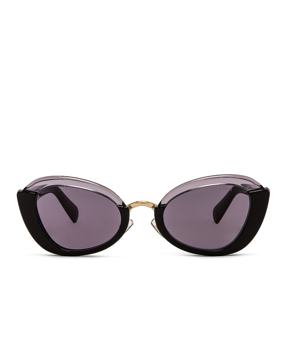 Image 1 of Miu Miu Crystal Sunglasses in Black & Medium Havana