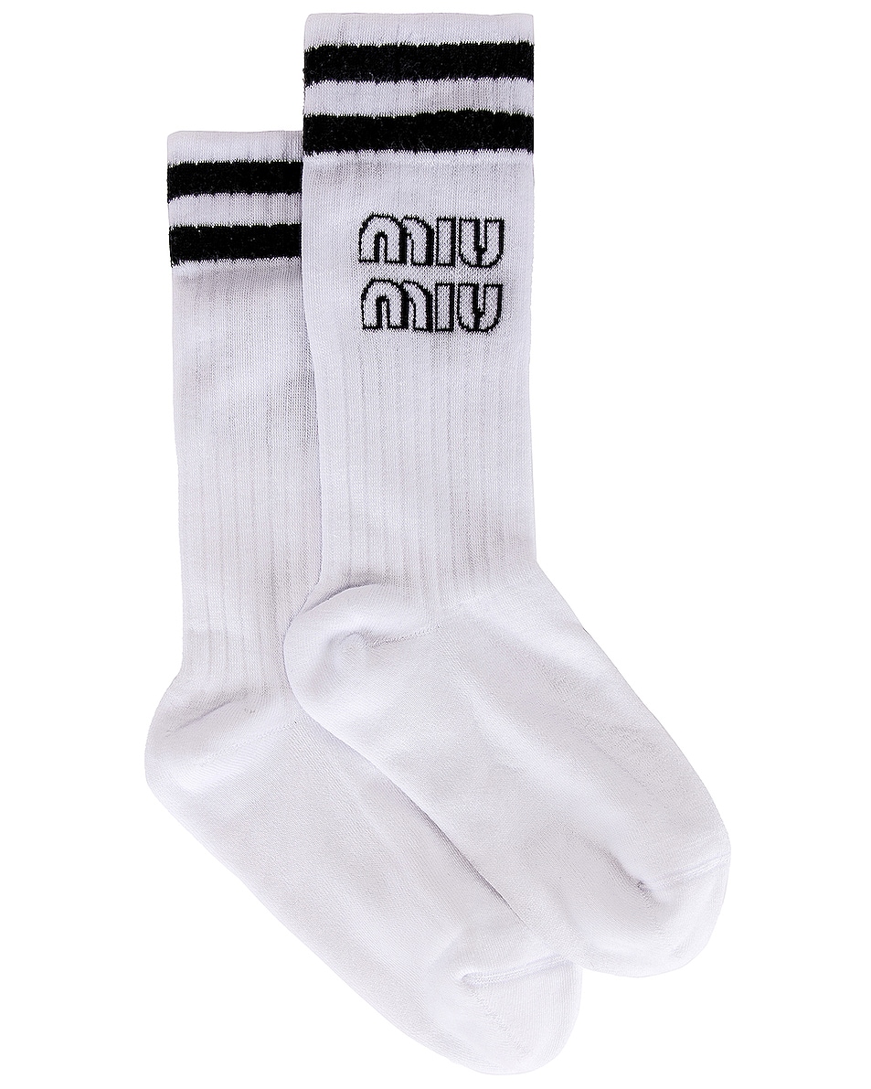 Image 1 of Miu Miu Logo Socks in Bianco