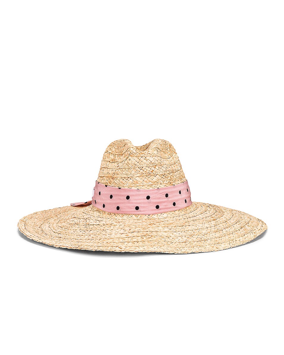 Image 1 of Miu Miu Raffia Ribbon Sun Hat in Naturale & Gemma