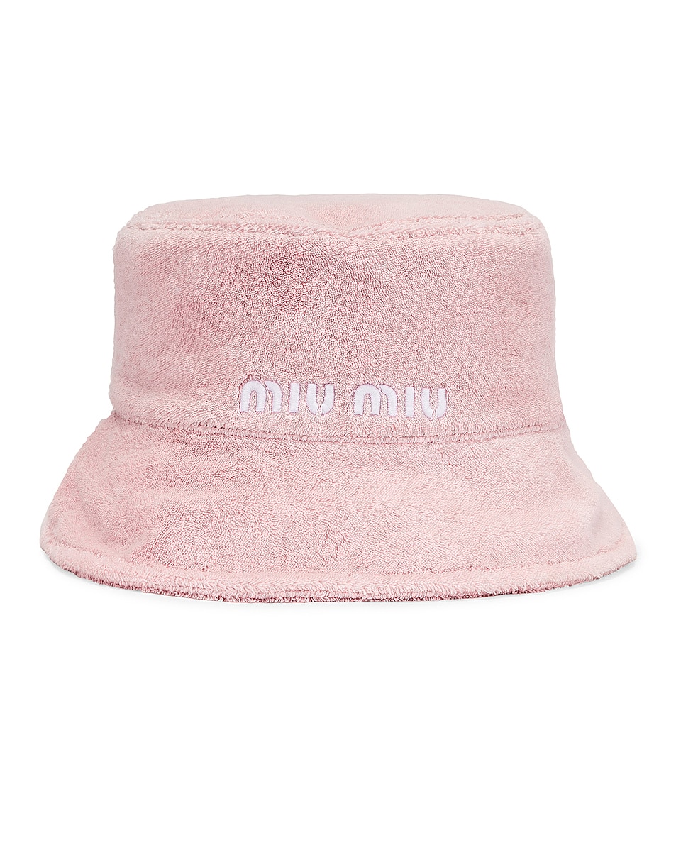Image 1 of Miu Miu Logo Bucket Hat in Alabastro