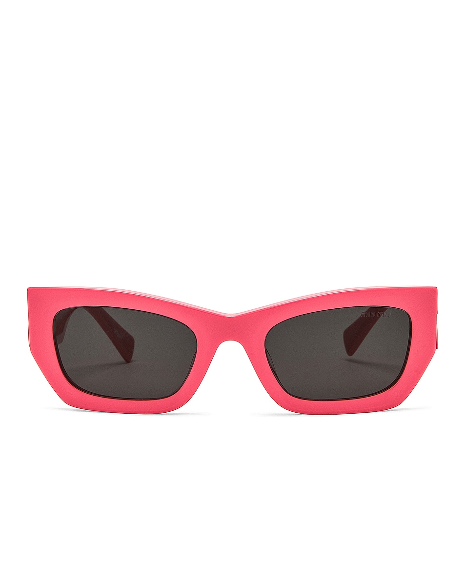 Image 1 of Miu Miu Rectangle Sunglasses in Dark Pink & Dark Grey
