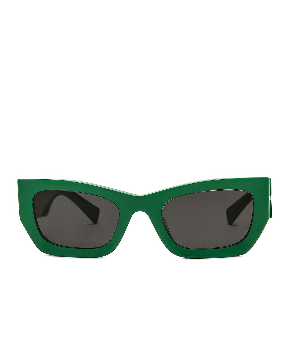 Image 1 of Miu Miu Rectangle Sunglasses in Green & Dark Grey