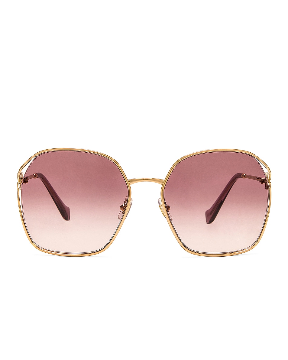 Image 1 of Miu Miu Oversized Square Sunglasses in Gold & Pink Gradient