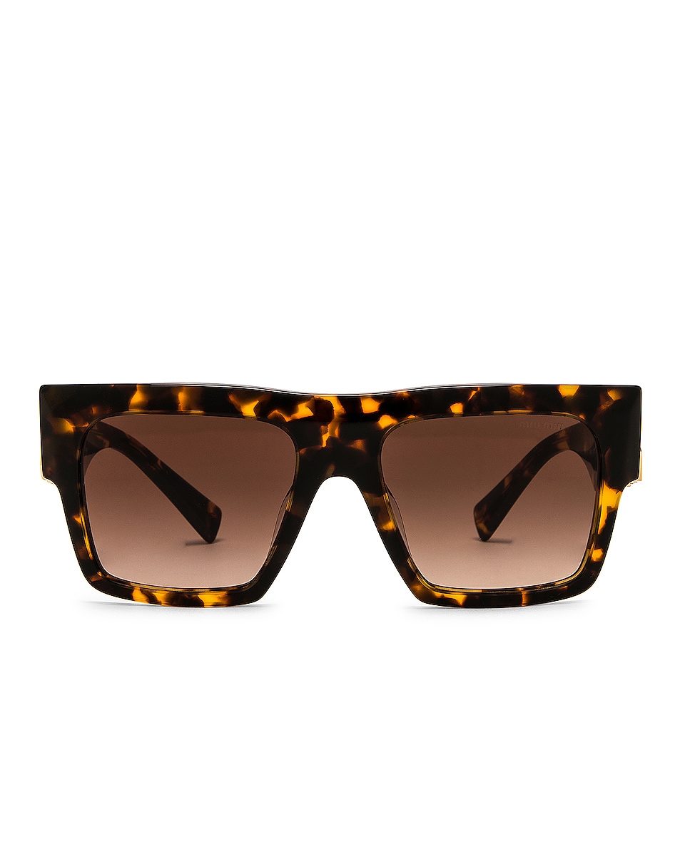 Image 1 of Miu Miu Shield Sunglasses in Honey Havana & Brown Gradient