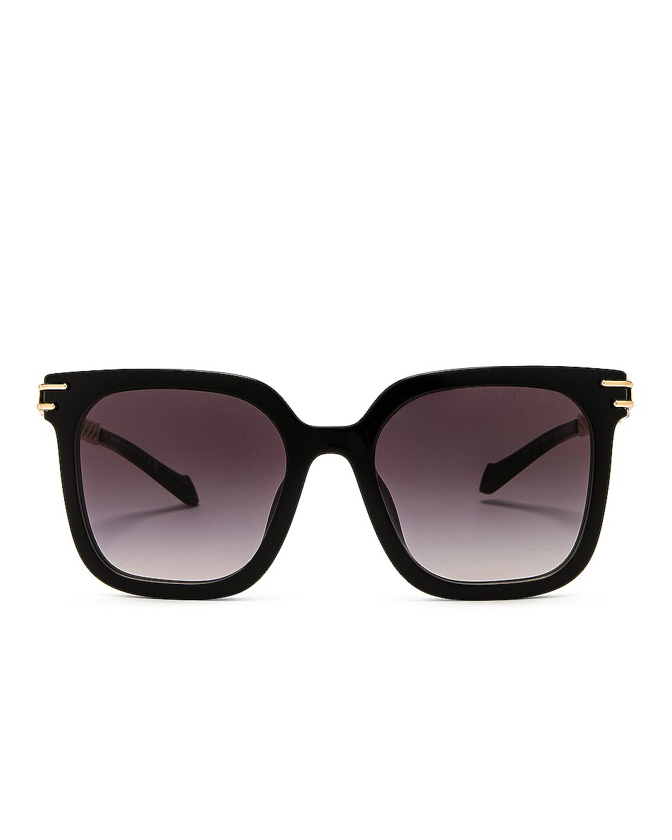 Image 1 of Miu Miu Logo Chain Square Sunglasses in Black