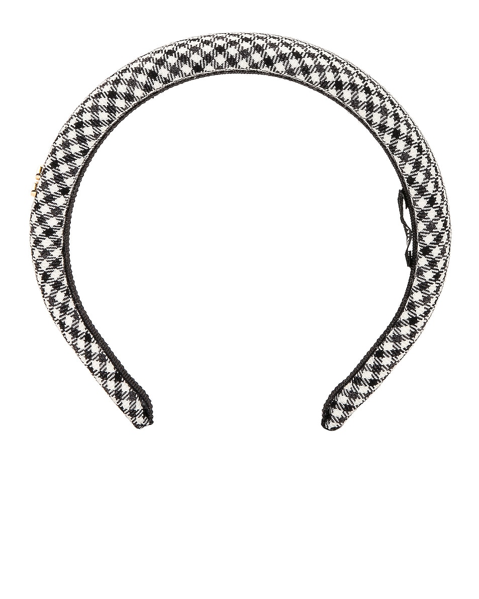 Image 1 of Miu Miu Gingham Logo Headband in Nero & Bianco