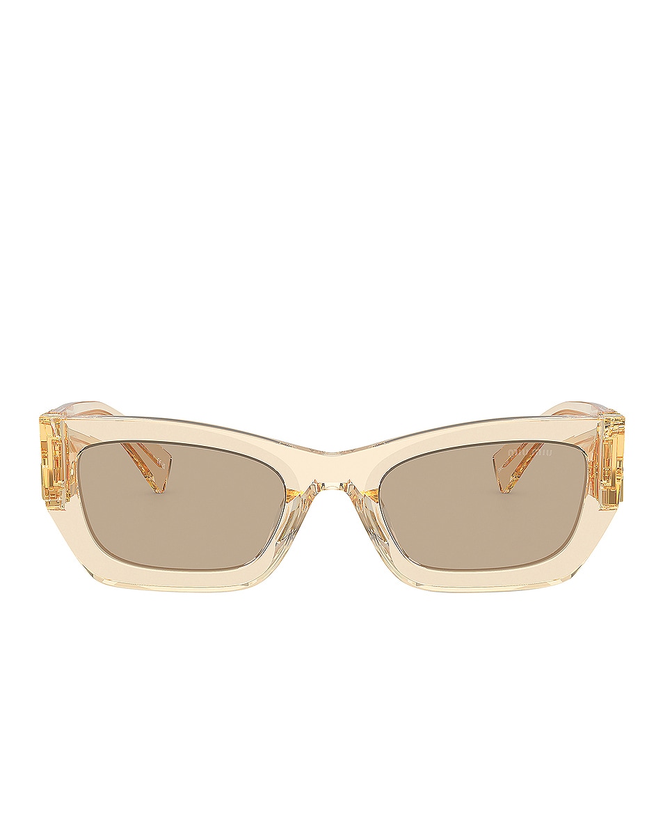 Image 1 of Miu Miu Translucent Rectangle Sunglasses in Sand Transparent