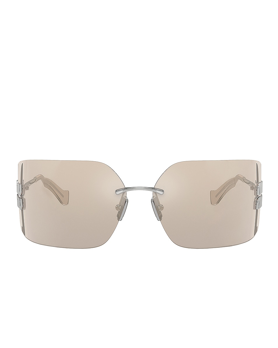 Image 1 of Miu Miu Rimless Rectangle Sunglasses in Silver