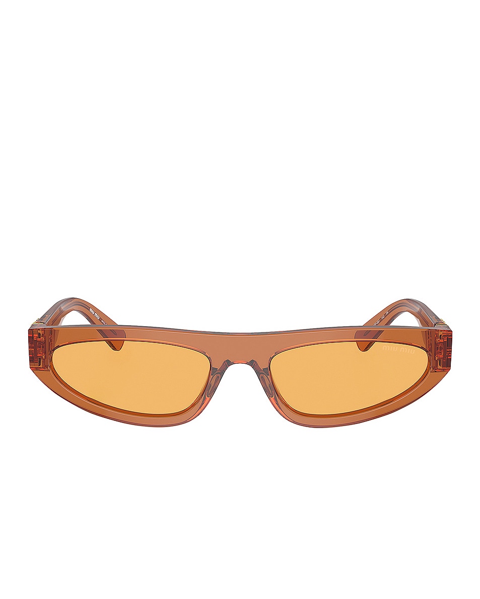 Image 1 of Miu Miu Flat Top Oval Sunglasses in Caramel Transparent