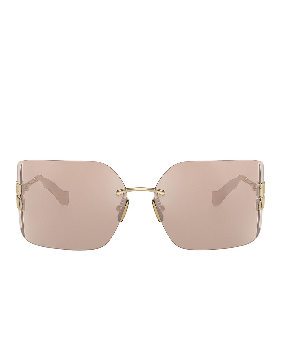 Image 1 of Miu Miu Rimless Rectangle Sunglasses in Pale Gold