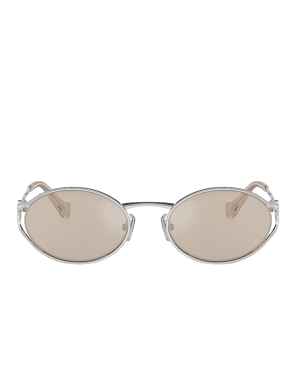Image 1 of Miu Miu Oval Sunglasses in Silver