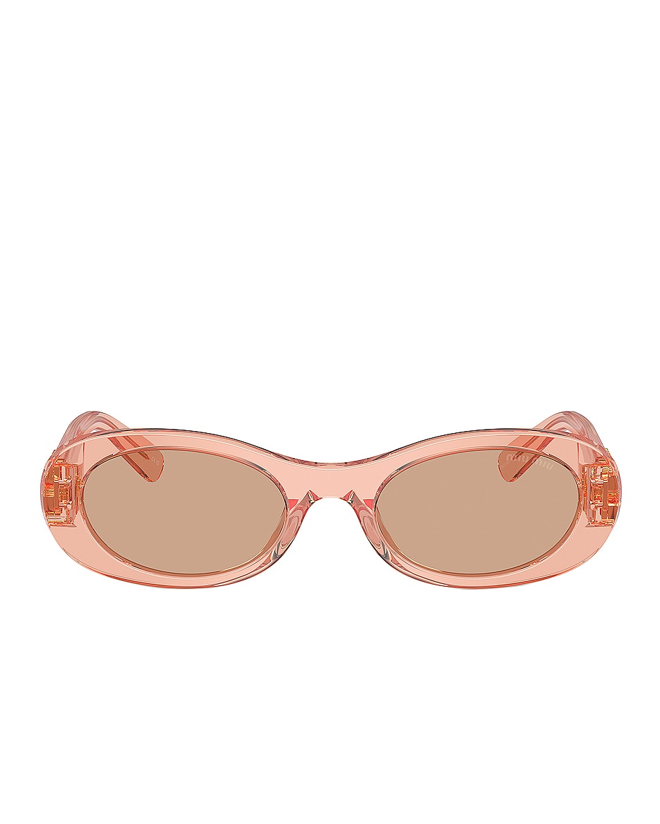 Image 1 of Miu Miu Translucent Oval Sunglasses in Noisette Transparent