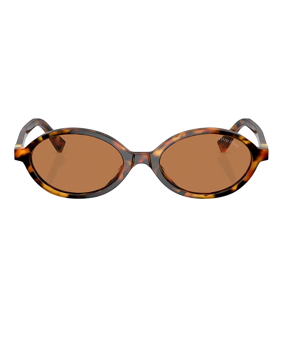 Image 1 of Miu Miu Oval Sunglasses in Light Havana