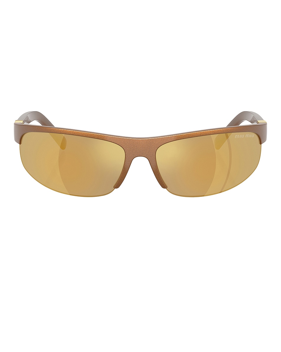 Image 1 of Miu Miu Shield Sunglasses in Rust Metal