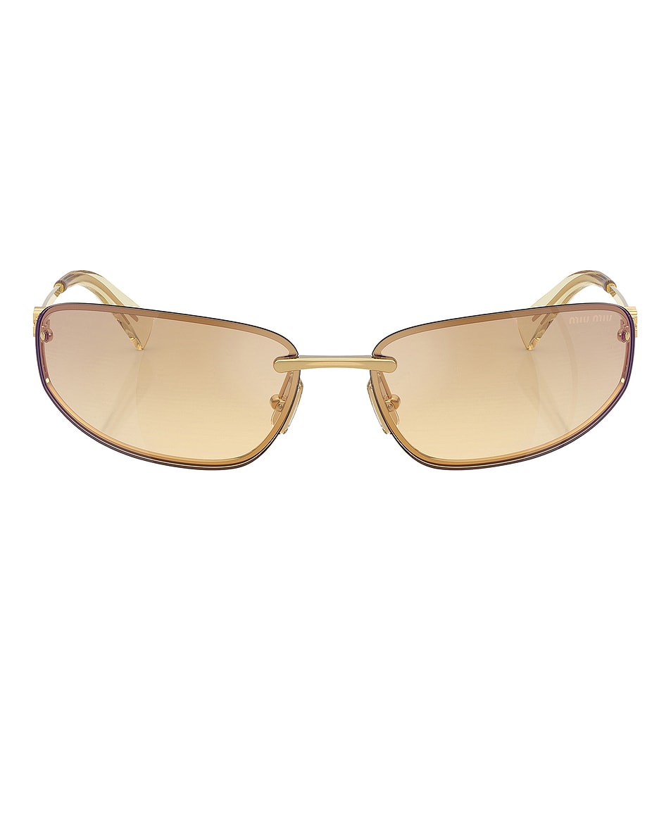 Image 1 of Miu Miu Rectangular Sunglasses in Gold