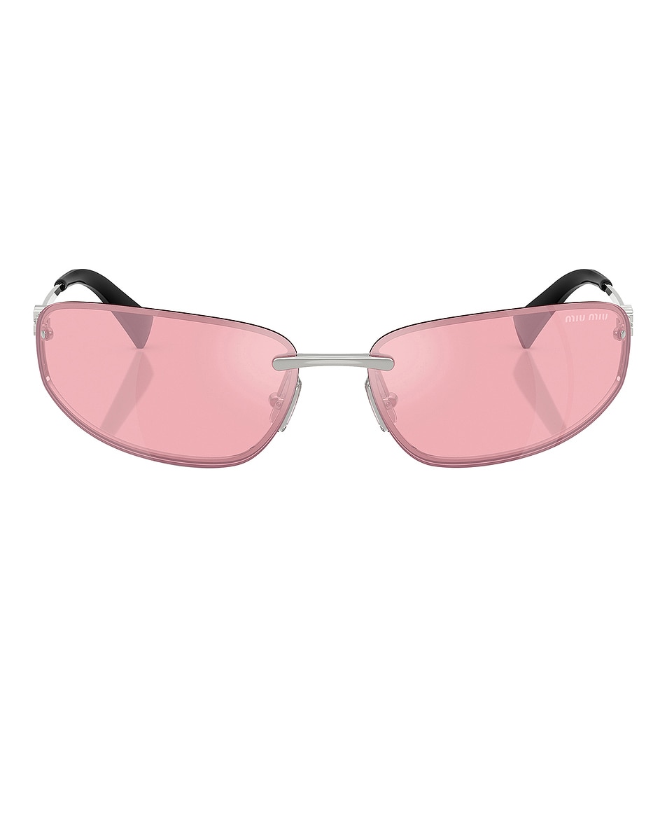 Image 1 of Miu Miu Rectangular Sunglasses in Silver