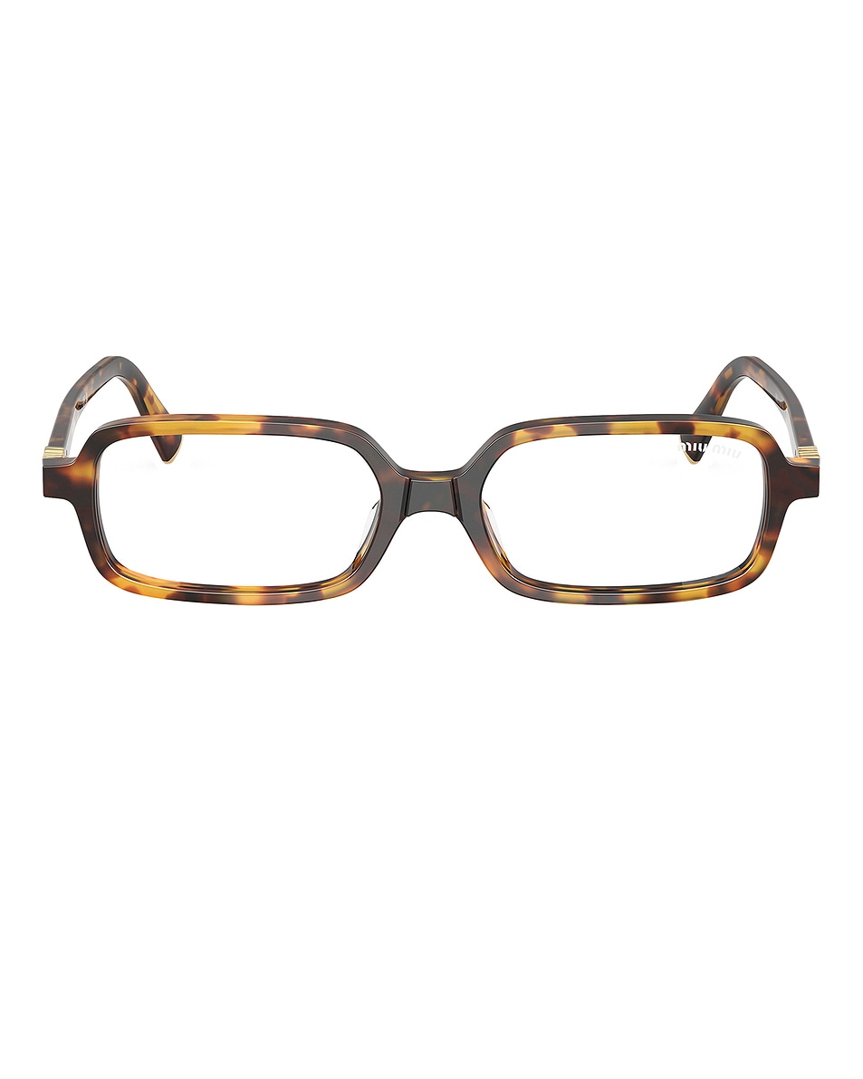 Image 1 of Miu Miu Rectangular Eyeglasses in Havana Honey