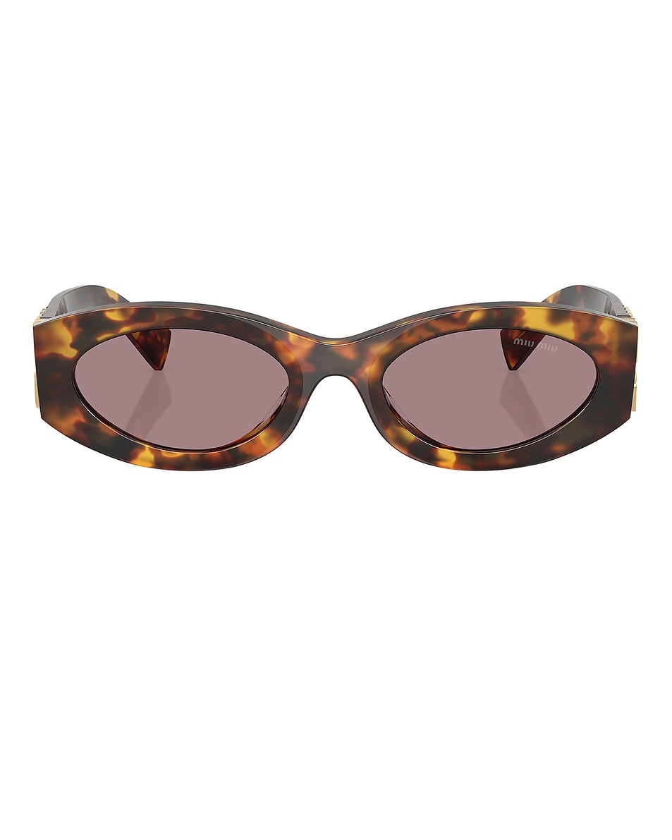 Image 1 of Miu Miu Oval Sunglasses in Havana Honey