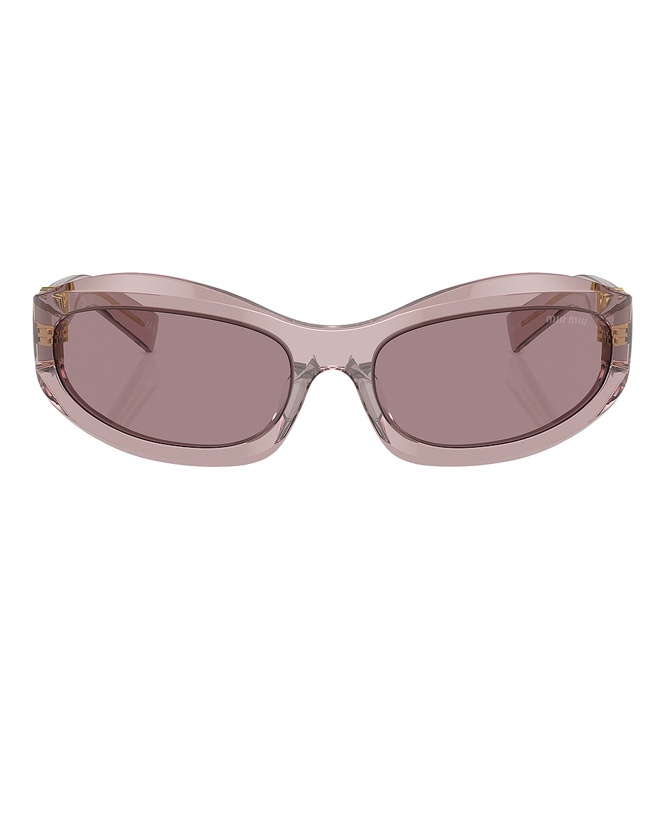 Image 1 of Miu Miu Rectangular Sunglasses in Mauve Transparent