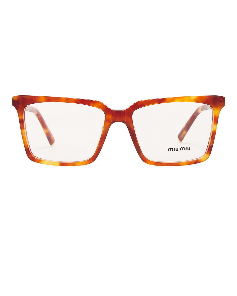 Image 1 of Miu Miu Square Eyeglasses in Red Havana