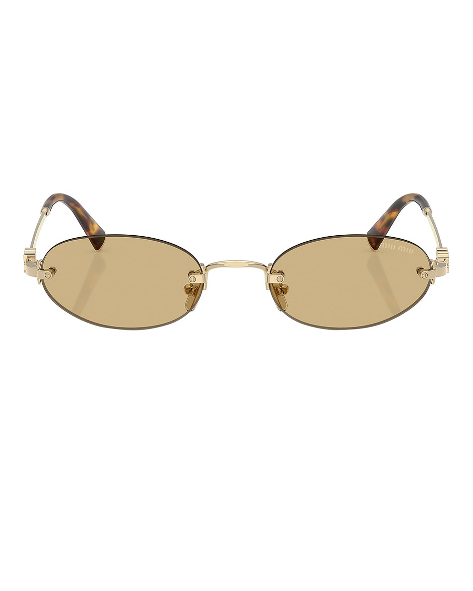 Image 1 of Miu Miu Oval Sunglasses in Pale Gold
