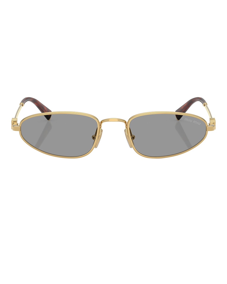 Image 1 of Miu Miu Narrow Sunglasses in Gold