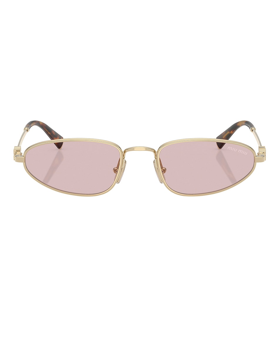 Image 1 of Miu Miu Narrow Sunglasses in Pale Gold