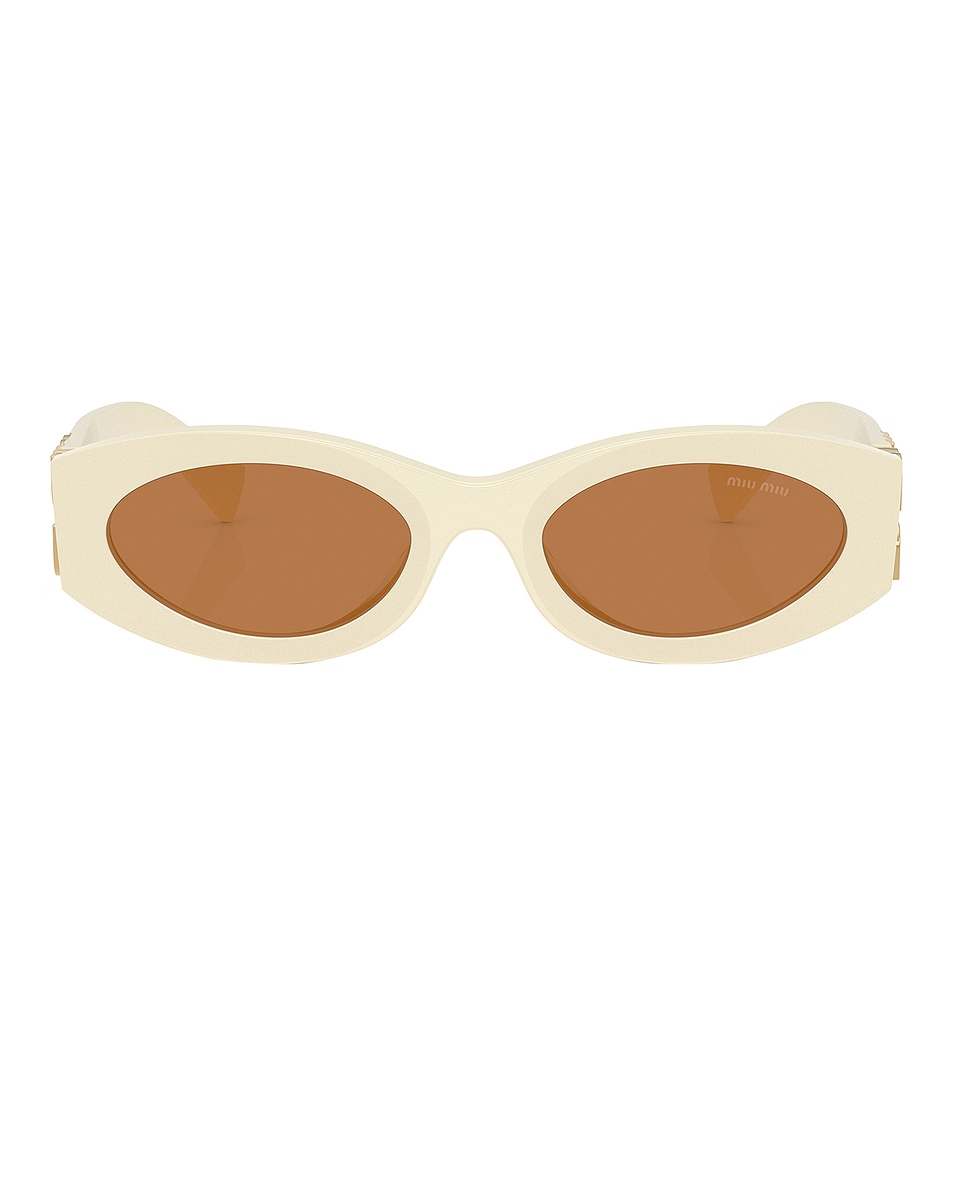 Image 1 of Miu Miu Oval Sunglasses in Milk