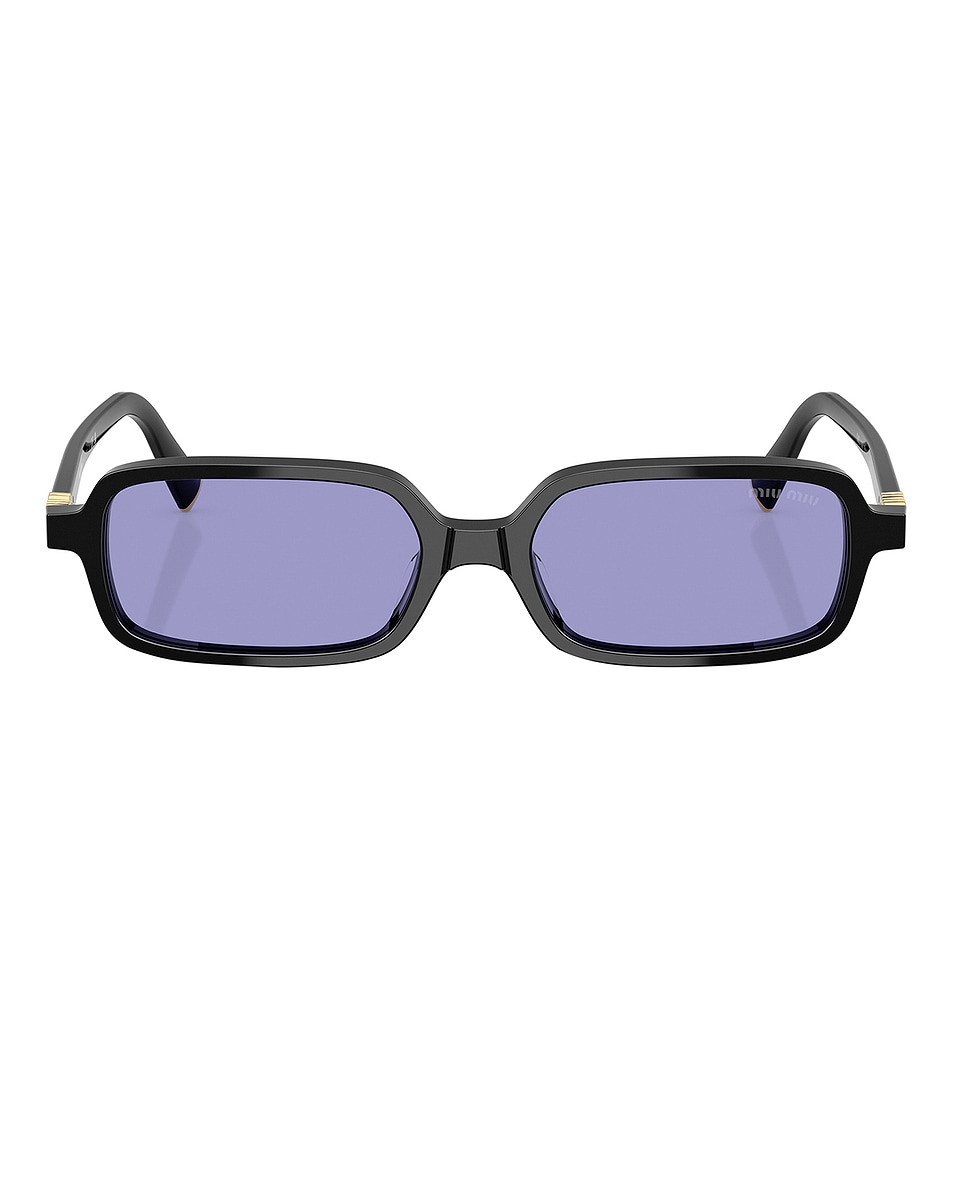 Image 1 of Miu Miu Narrow Rectangle Sunglasses in Black