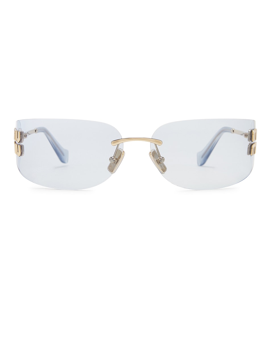 Image 1 of Miu Miu Rectangle Sunglasses in Pale Gold