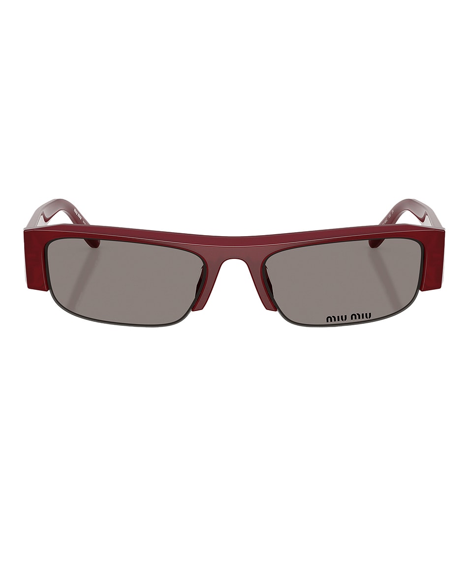 Image 1 of Miu Miu Shield Sunglasses in Burgundy