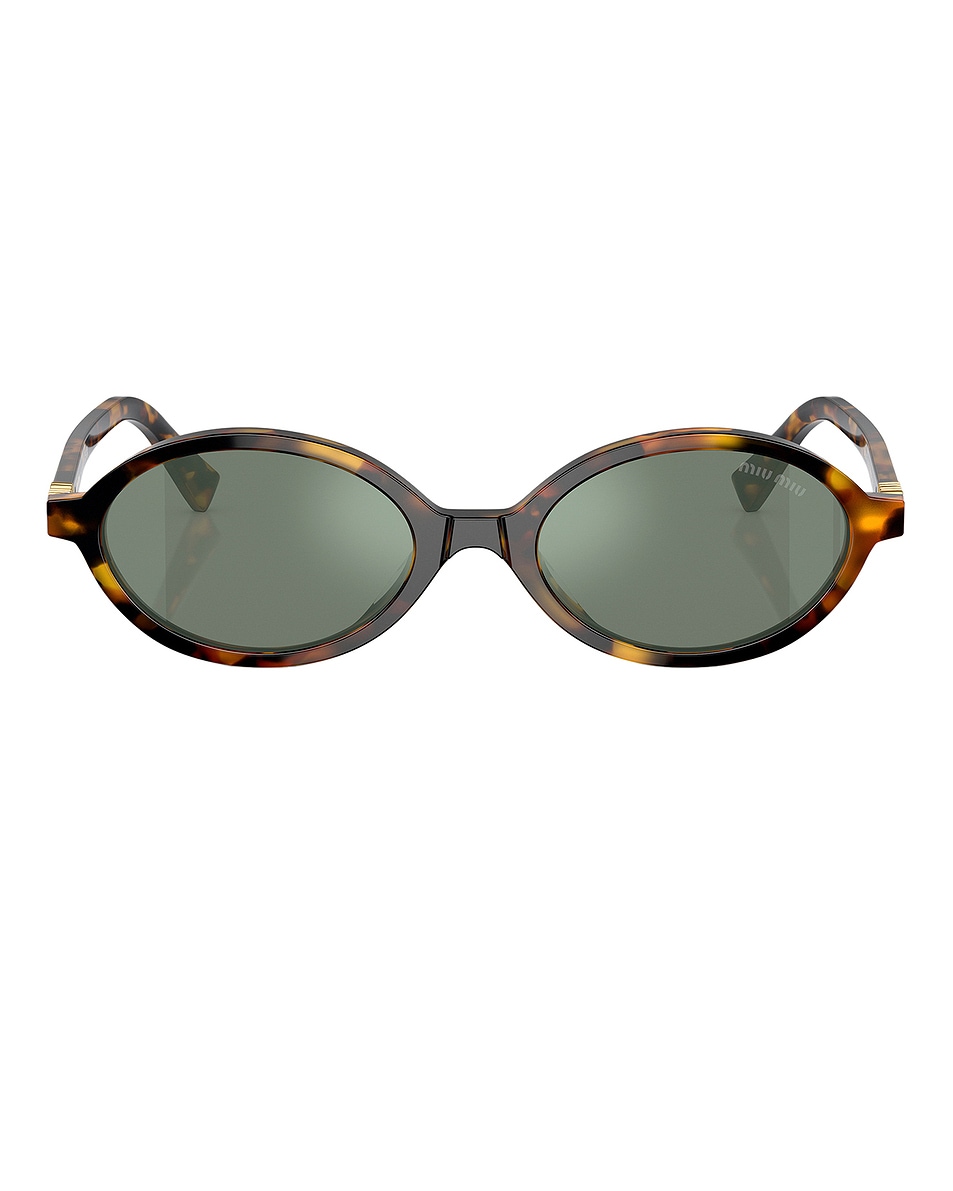 Image 1 of Miu Miu Round Sunglasses in Honey Havana