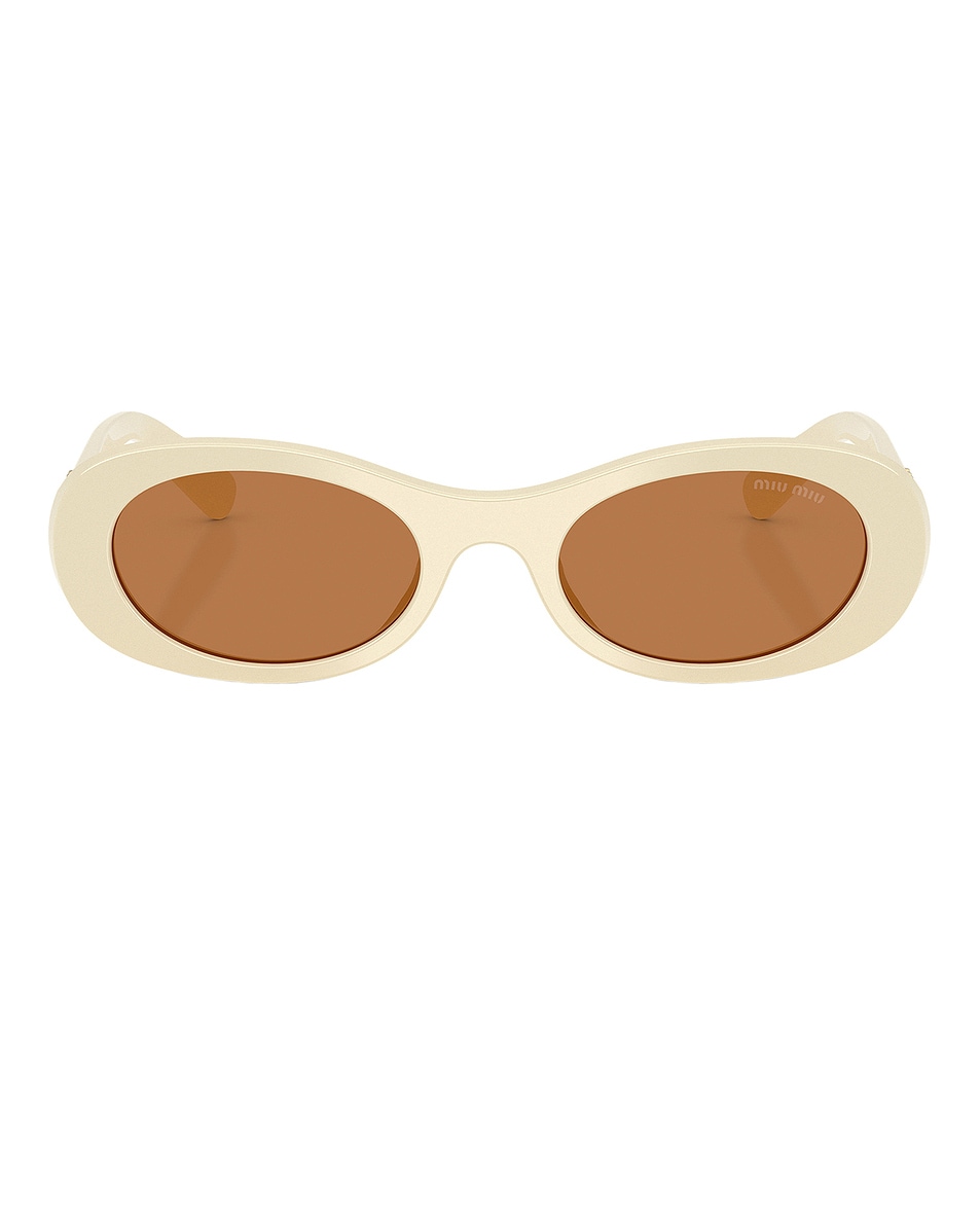 Image 1 of Miu Miu Oval Sunglasses in Milk