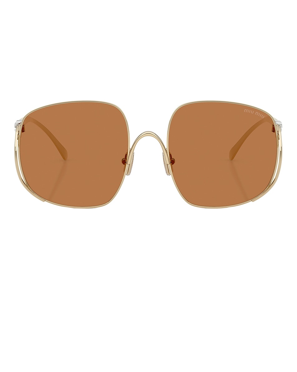 Image 1 of Miu Miu Square Sunglasses in Pale Gold