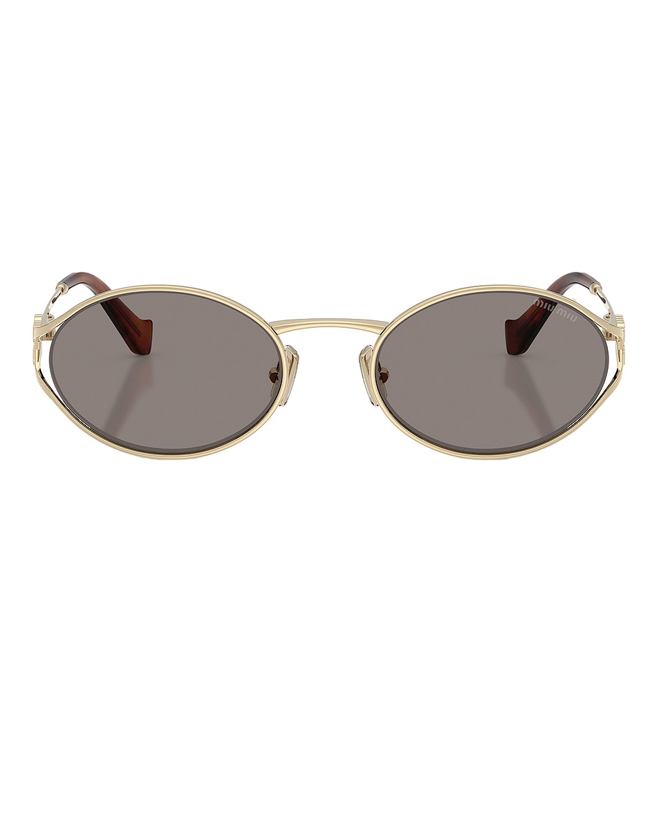 Image 1 of Miu Miu Oval Sunglasses in Pale Gold
