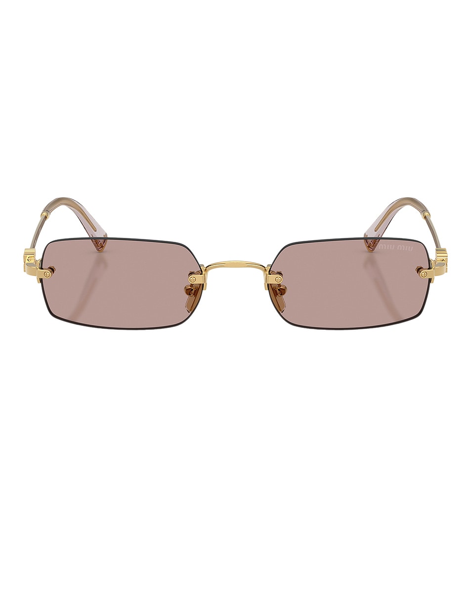 Image 1 of Miu Miu Rectangular Sunglasses in Gold
