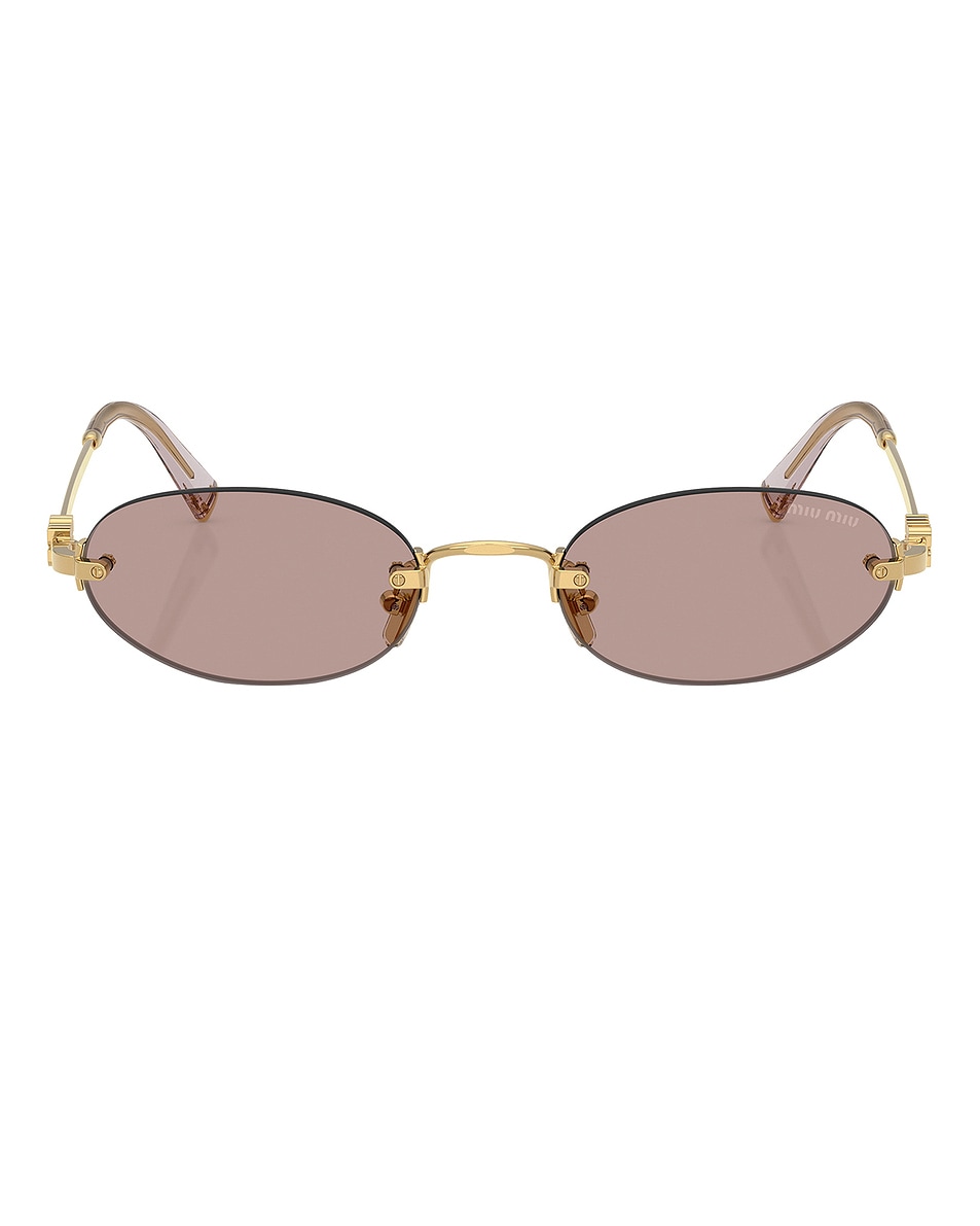 Image 1 of Miu Miu Oval Sunglasses in Gold