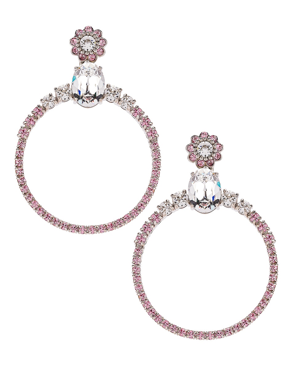 Image 1 of Miu Miu Circle Earrings in White & Light Rose