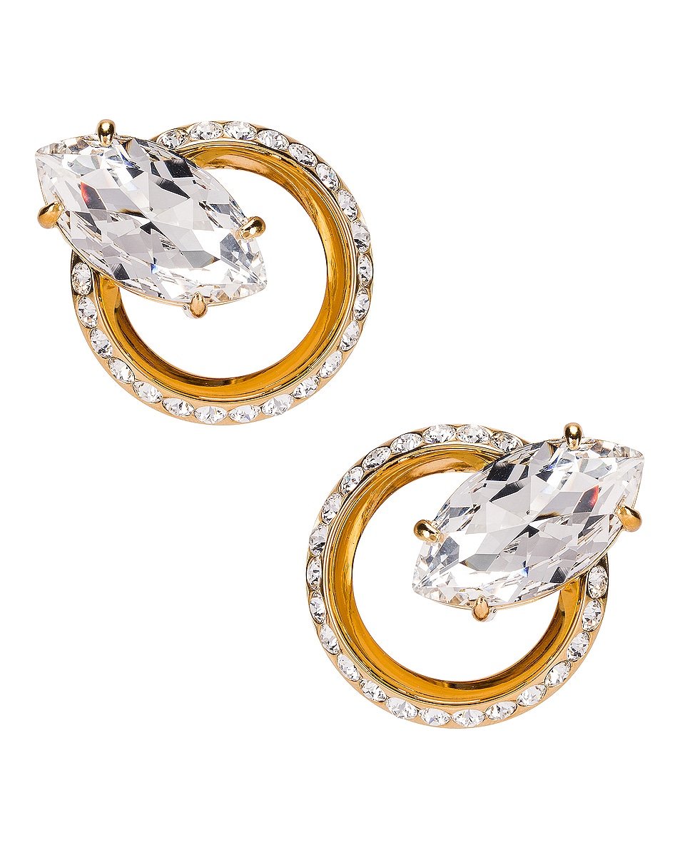 Image 1 of Miu Miu Stud Earrings in Gold & Crystal
