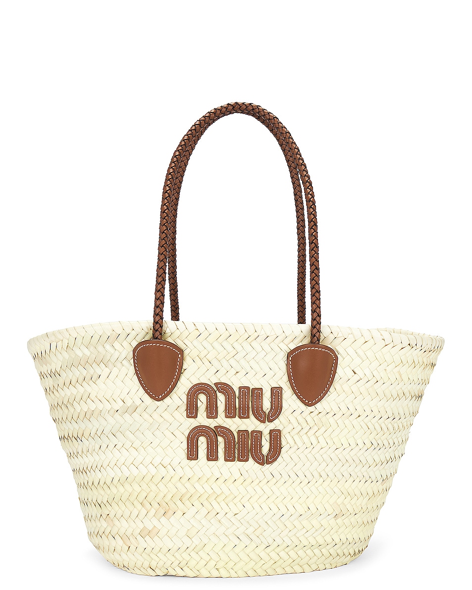 Image 1 of Miu Miu Palmito Tote Bag in Naturale & Cognac