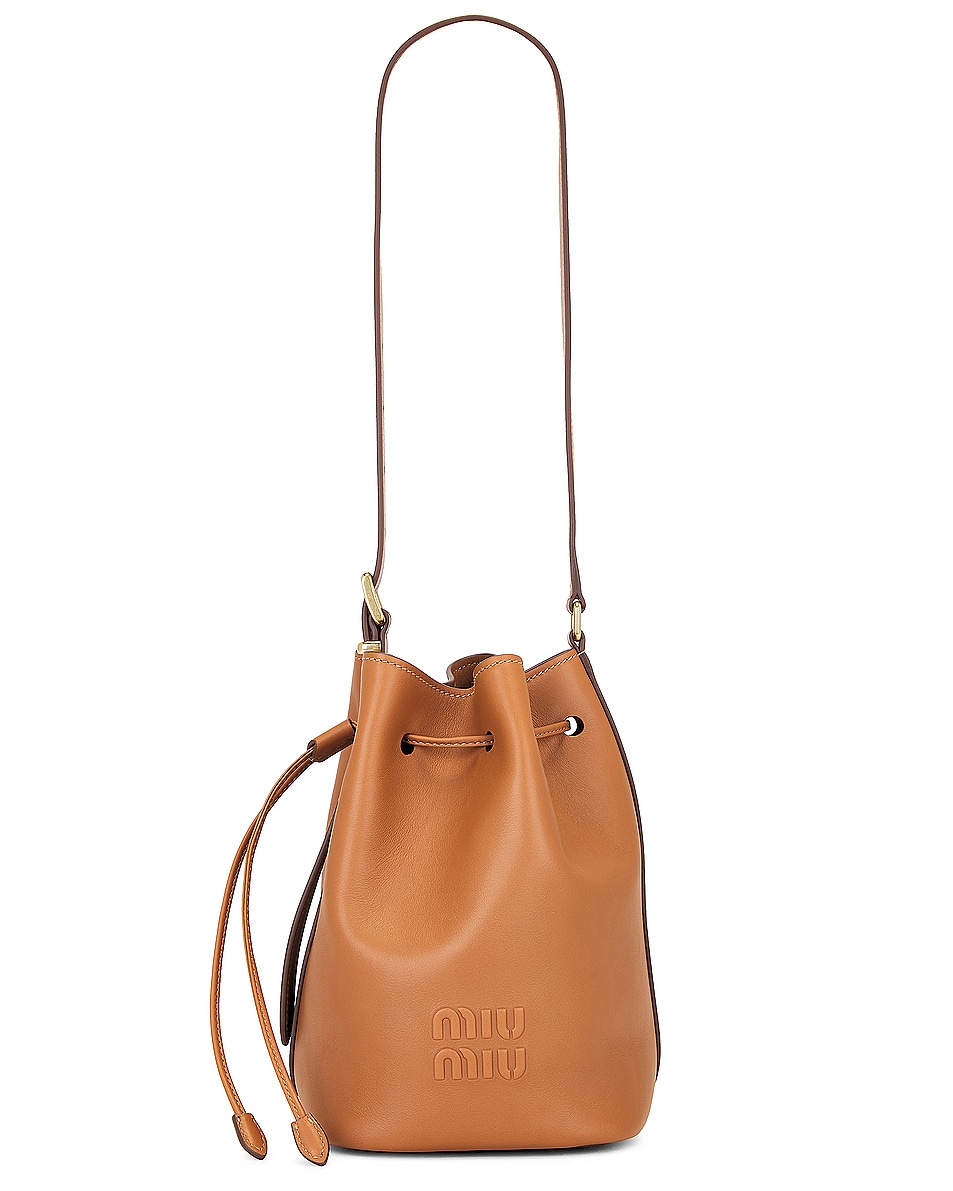 Image 1 of Miu Miu Small Softy Bucket Bag in Cognac