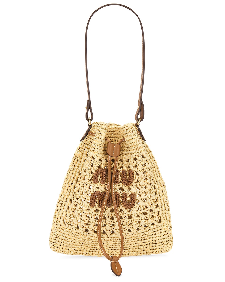 Image 1 of Miu Miu Crochet Shoulder Bag in Naturale & Cognac