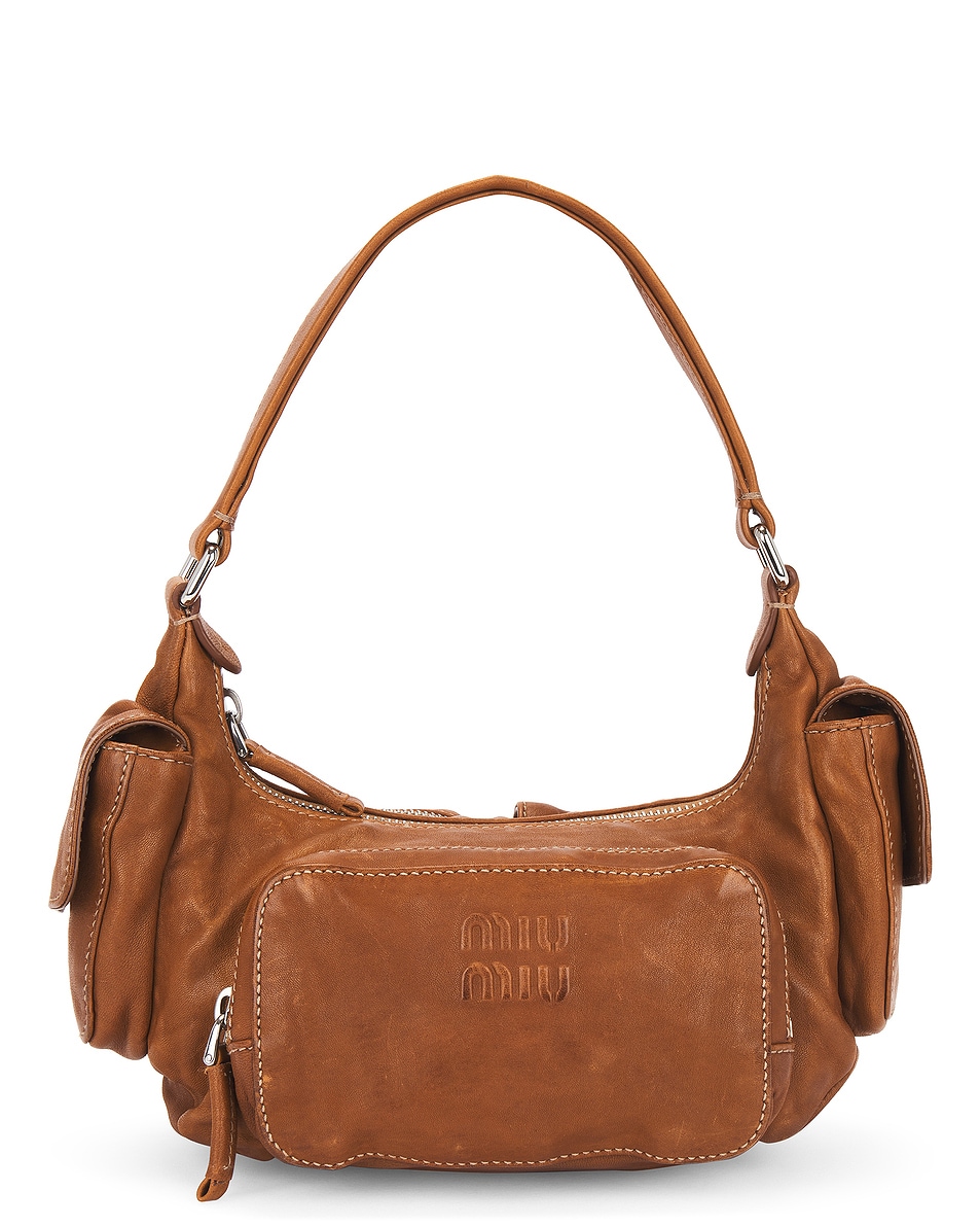 Image 1 of Miu Miu Washed Shoulder Bag in Caramel