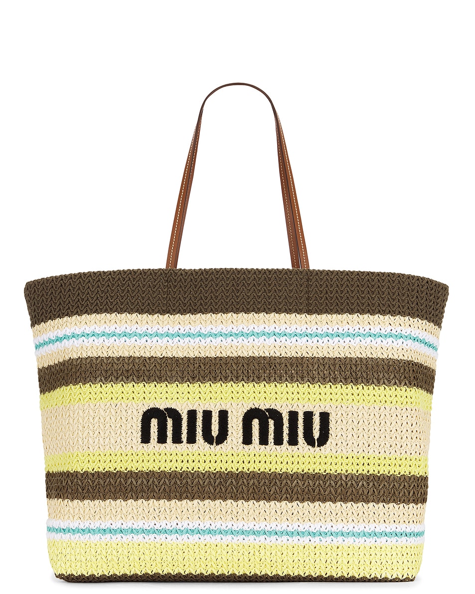Image 1 of Miu Miu Tote Bag in Tundra, Limone, & Natural