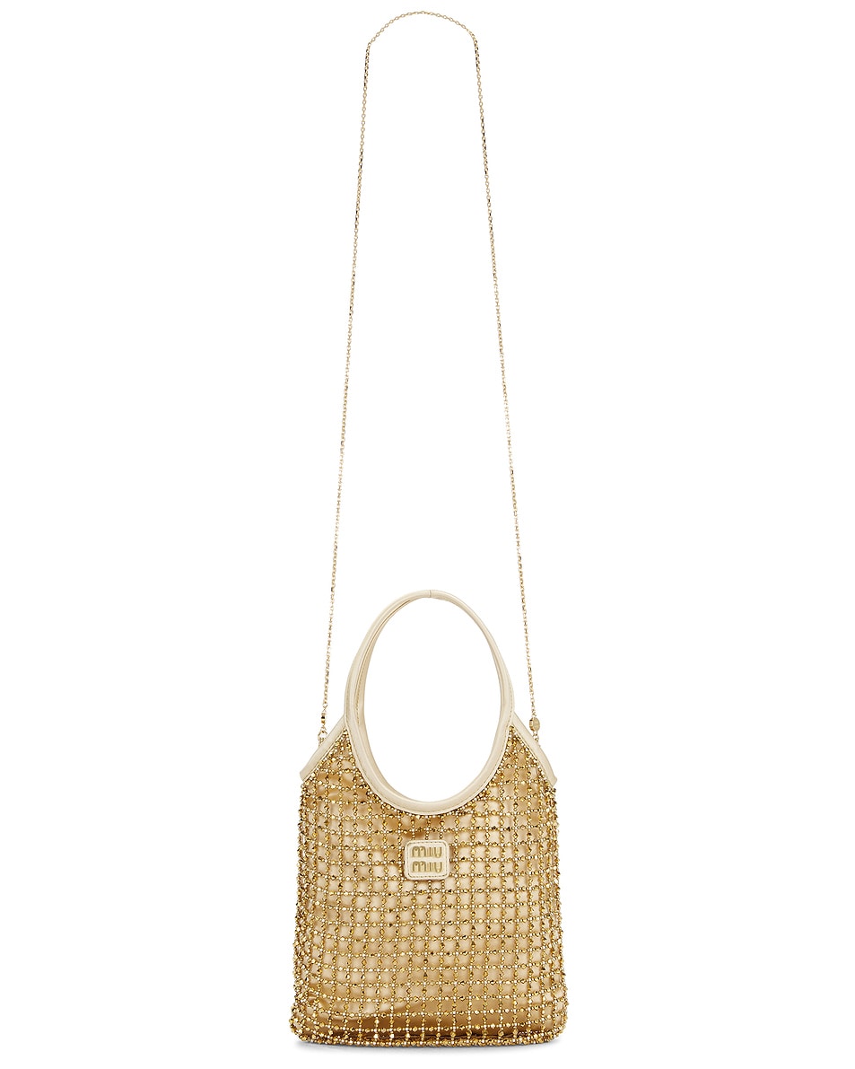 Image 1 of Miu Miu Ivy Rete Beads Bag in Platino