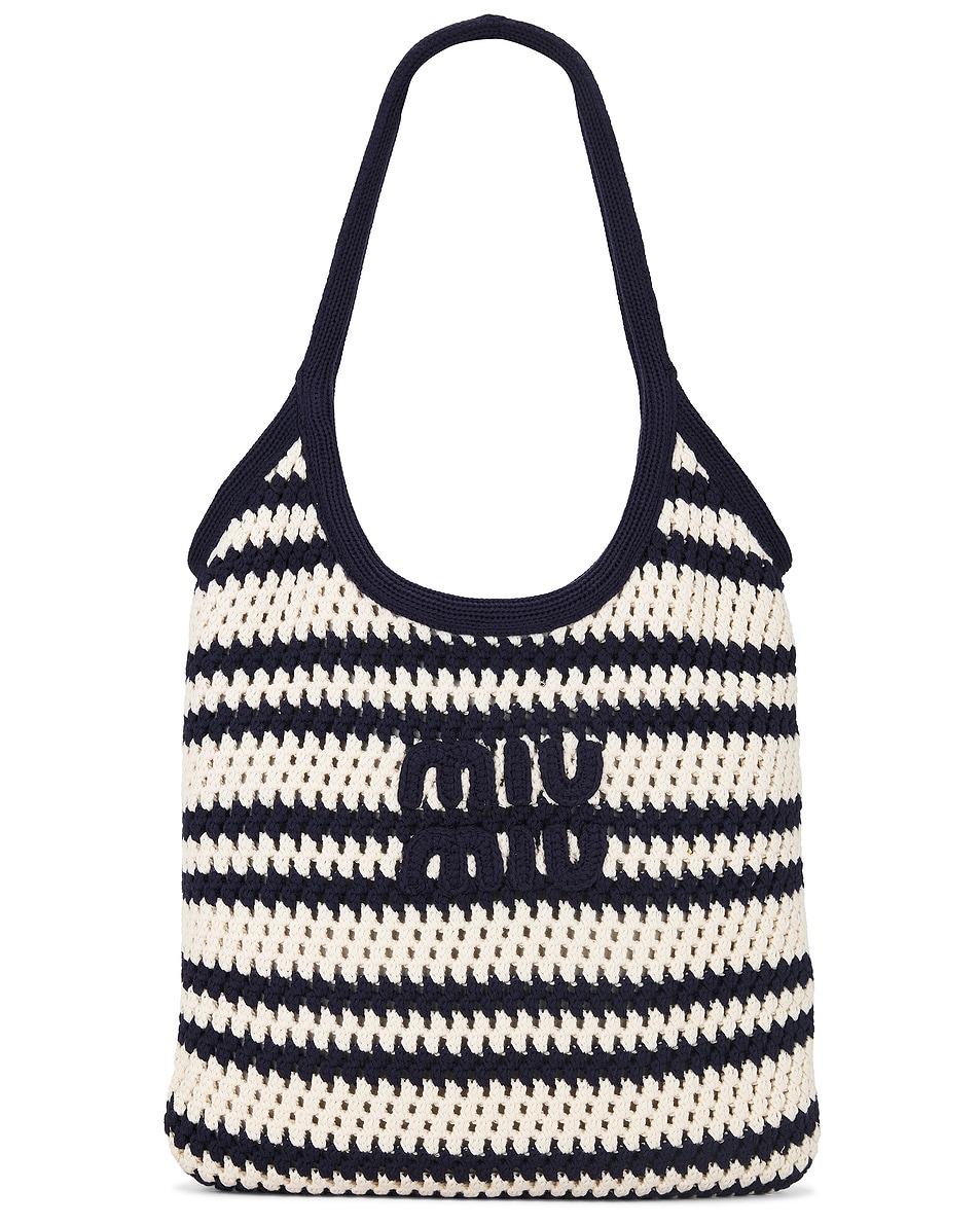 Image 1 of Miu Miu Ivy Crochet Bag in Blu & Bianco