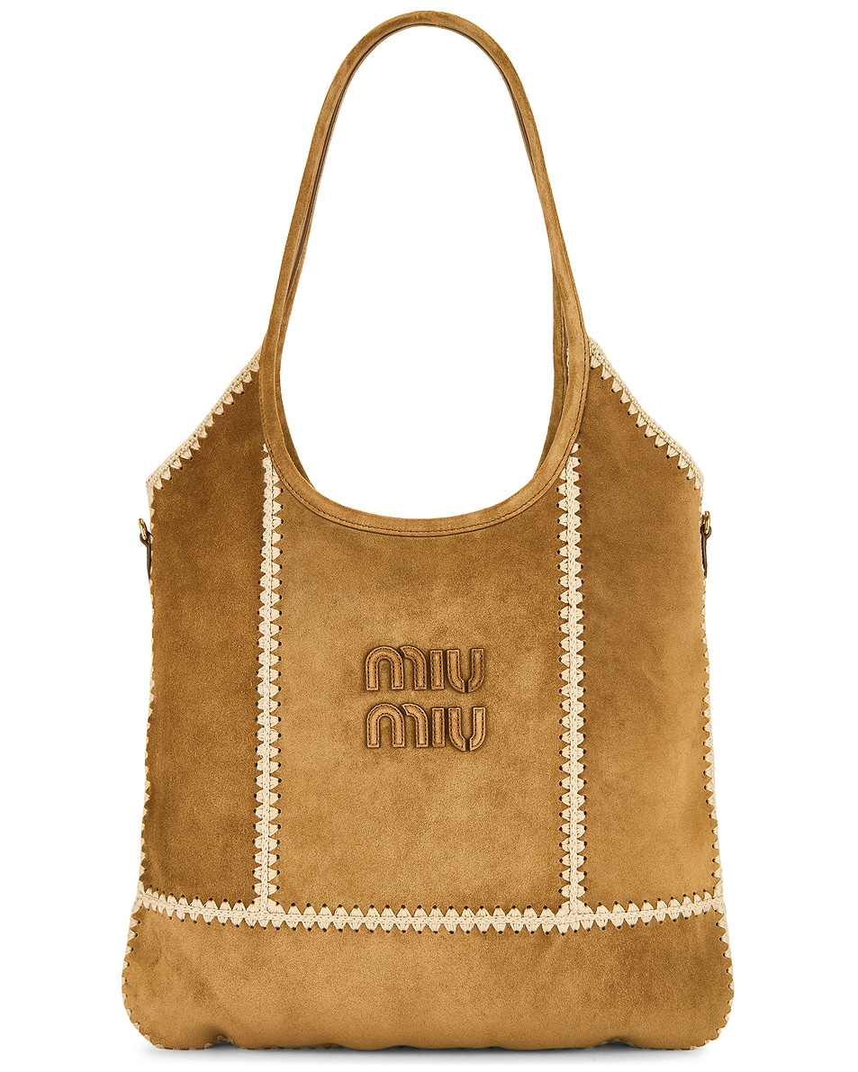 Image 1 of Miu Miu Ivy Camoscio Crochet Bag in Cannella